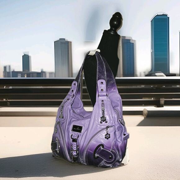 NWT! Angelkiss Hobo Purses Handbags Purple Ombre 15x10x4 - Picture 1 of 13